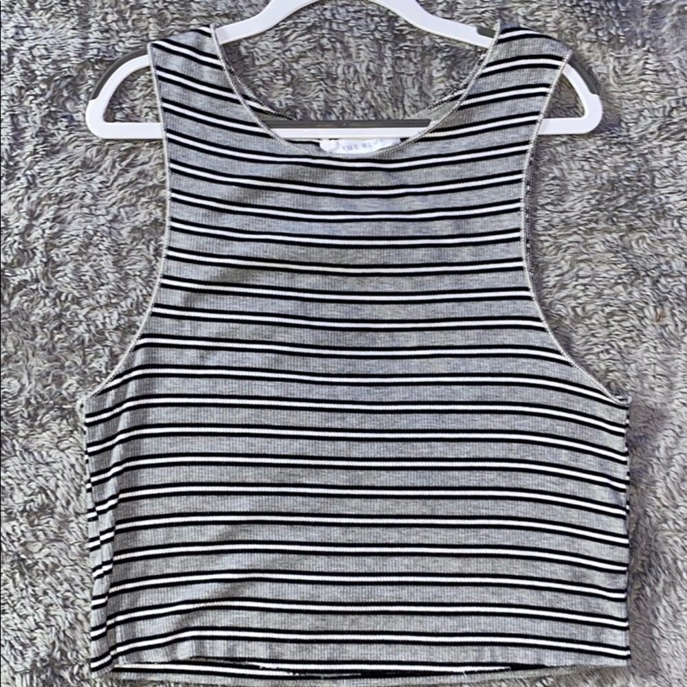 Grey, Black, and White Striped Tanktop